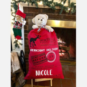 Christmas Sack dyed cotton red