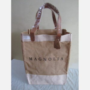 Cotton lam jute leather handle mangolia