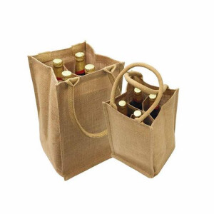 Jute 4 bottle shopper bags