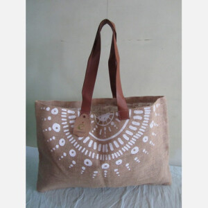 Jute Tote Designer and simple with elegant leather